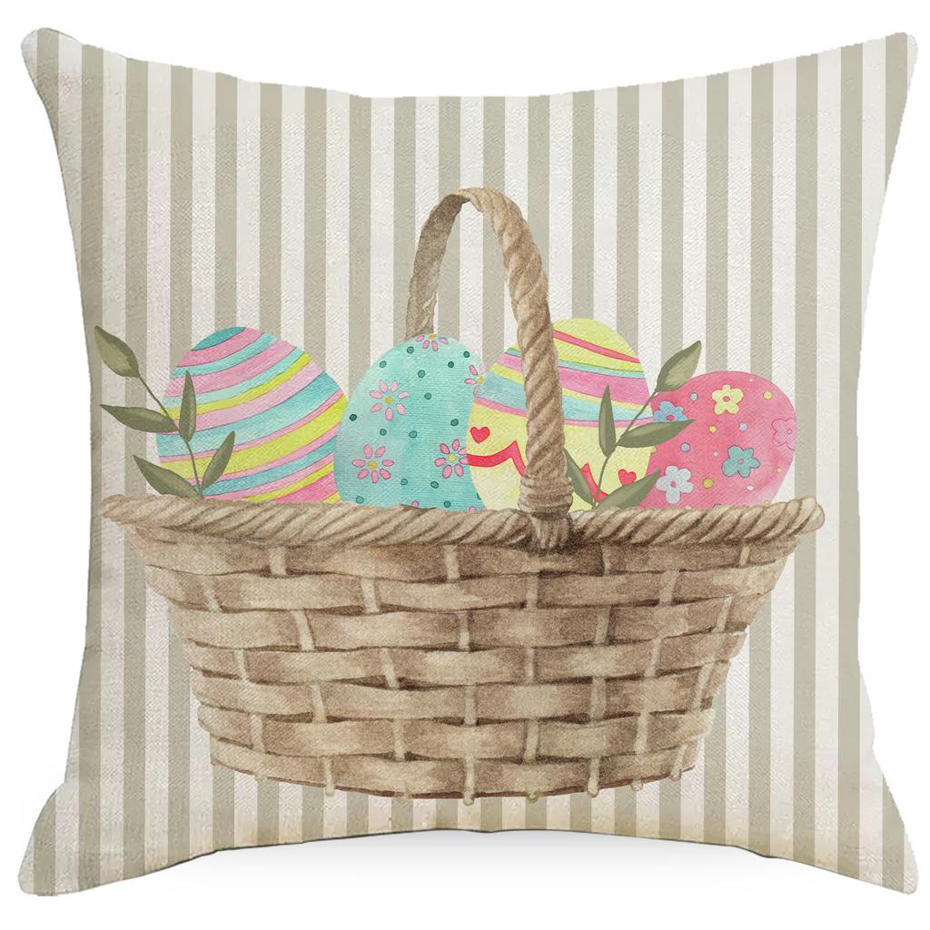 Neuer Oster-Kissenbezug Festlicher Leinen Hasen-Druck Heimdekoration Kissen Kissenbezug