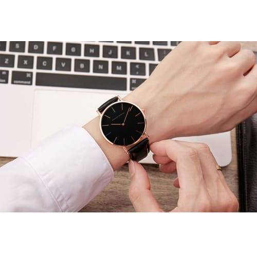 LECKY Men's Hannah Martin Watch, Simple Fashion Casual Business Watch with Japanese Quartz Movement, 40mm Dial, Genuine Leather Band, Unisex