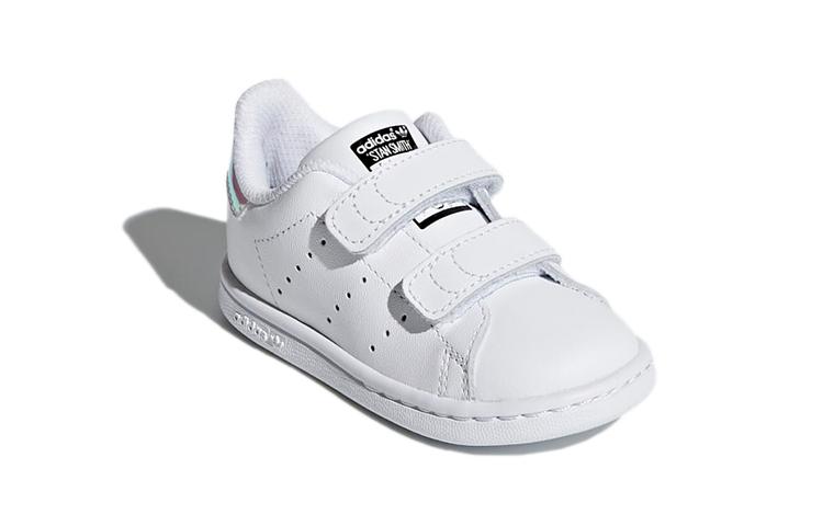Adidas Originals STAN SMITH Abrasion Resistant Low top Toddler Shoes White Silver Infant And Toddler AQ6274