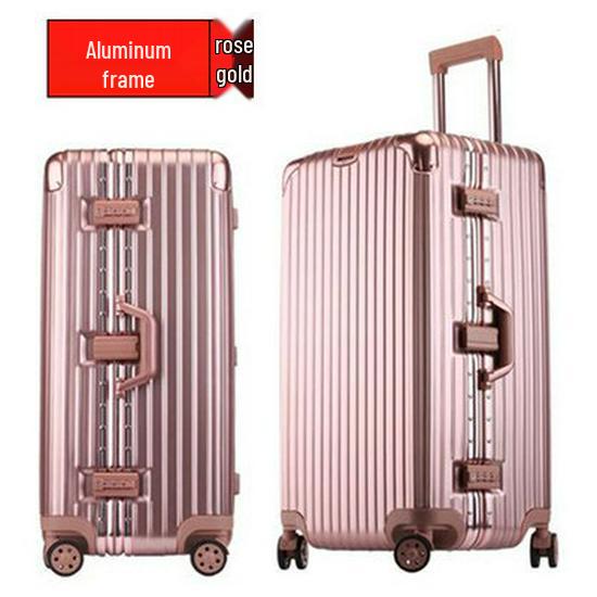 

80-Inch Sturdy Aluminum Frame Trolley Suitcase with Leather Trim and Extra-Large Capacity 20 inch
