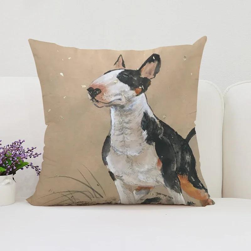 Наволочка 45x45 Бультерьер Арт Наволочки Декоративные Наволочки Наволочка Подушки Домашний Декор Украшение для Автомобиля Диван 16x16Inch