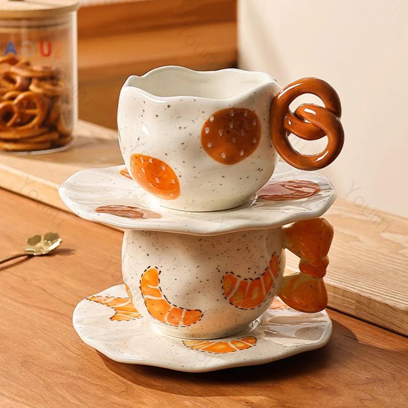 Cute Cartoon Ceramic Cups High End Exquisite Afternoon Tea Coffee Cup Set Household Breakfast Milk Mug Office Tableware Gifts