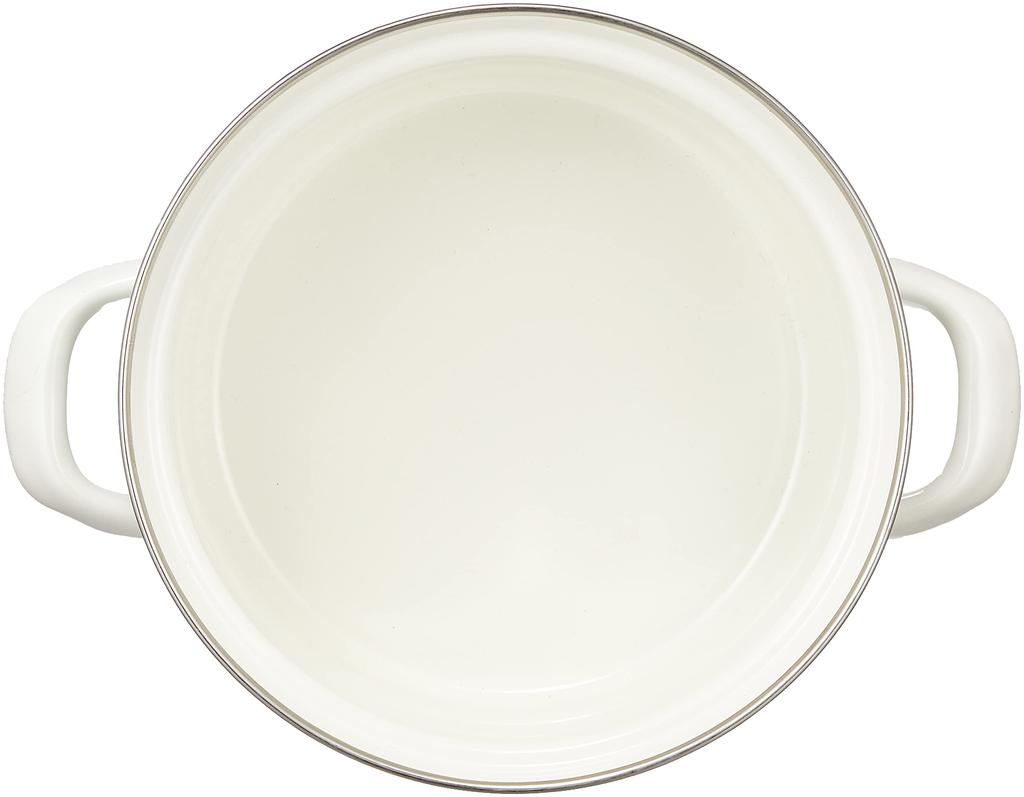 Pearl Metal Enamel 15cm Double-Handled Pot with Glass Lid, White, Induction Compatible, Cook Pot, Petit Cook, HB-1367
