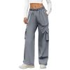 Women’s Loose Fit High Waist Cargo Pants with Multiple Pockets Elastic Waistband Drawstring Hem Casual Trousers for Daily Wear