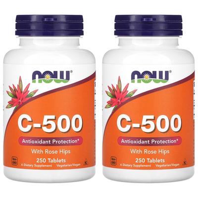 Now Foods C-500 with Rose Hips, 50 Tablets, Pack of 2