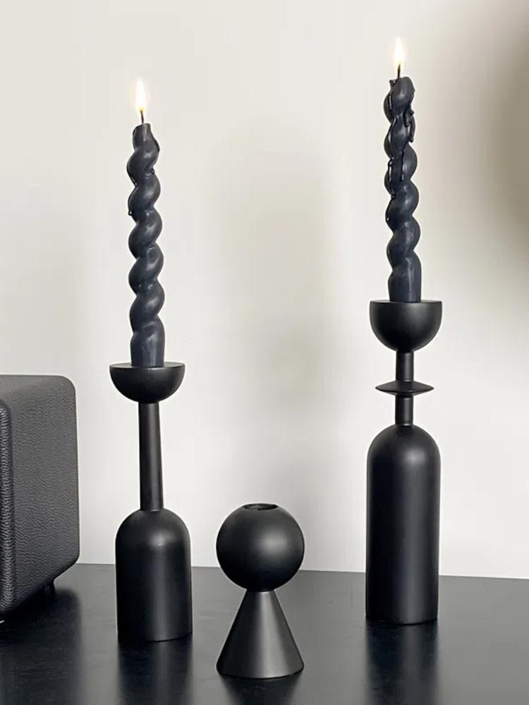 

3 шт./1 комплект Черный простой подсвечник Высокая ценность Деревянный набор подсвечников Домашний Декор для гостиной