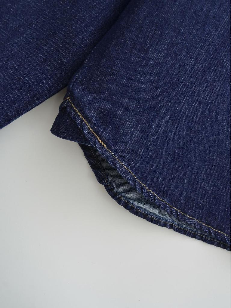 European Retro Dark Blue Denim Shirt for Women - Early Spring 2026 Fashion, Loose Fit with Lapel Collar.