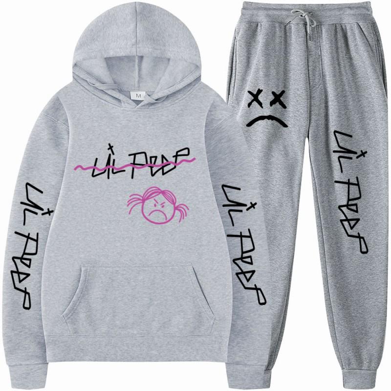 Mens Streetwear Hooded Sweatshirt Pants Set Casual Outfit Trendy Urban Style