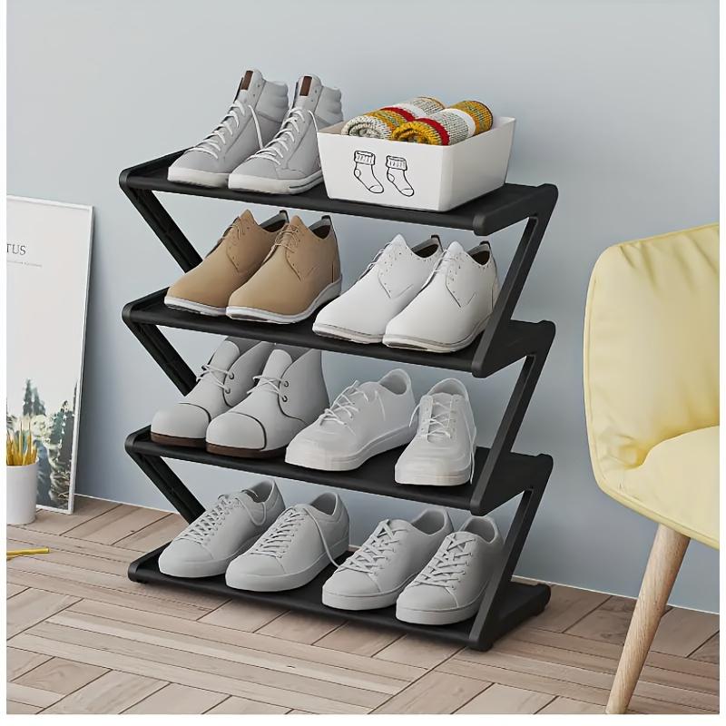 1pc 4-Tier Z-Shaped Shoe Rack - Easy Assembly Multi-Purpose Floor Standing Organizer for Home, Dorm, Entryway - Shoe Storage Organizer