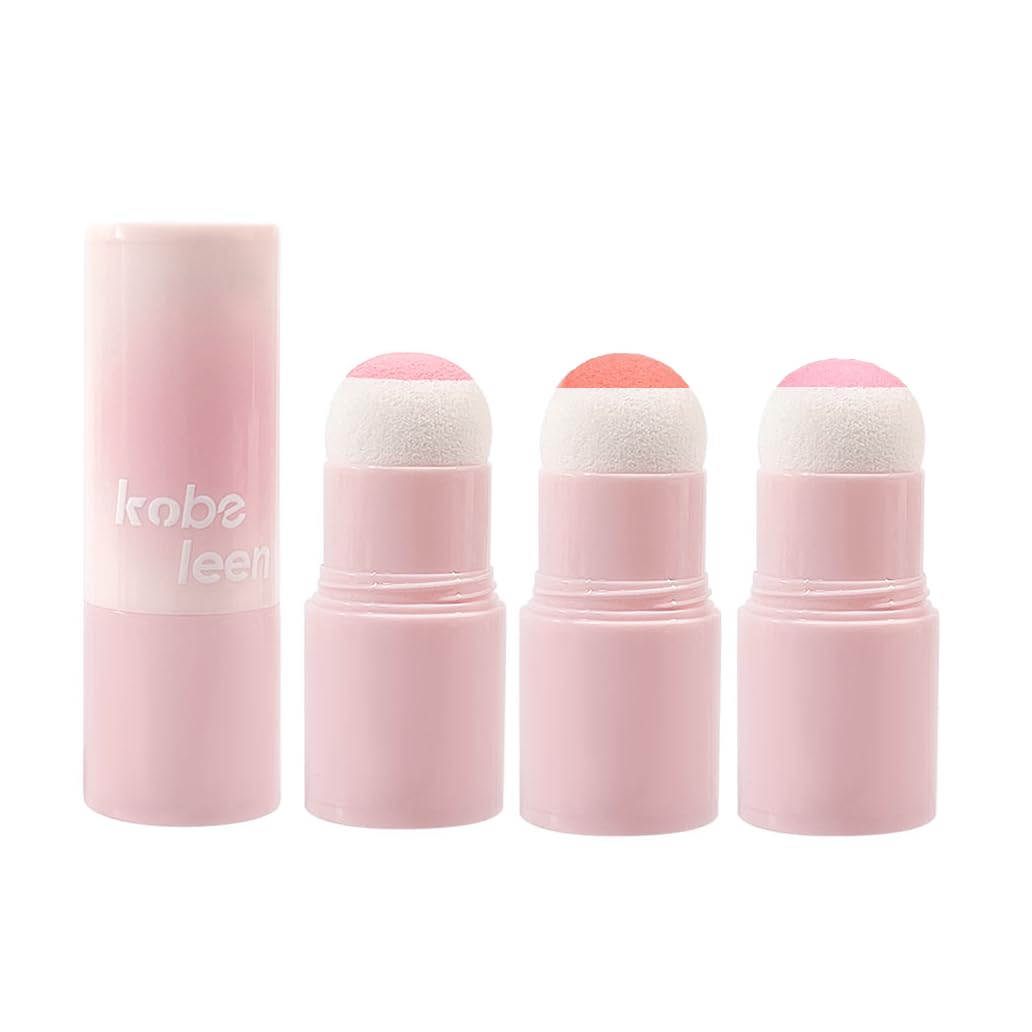 

Кремовые румяна, 3 цвета, универсальная палочка для макияжа, румяна, двусторонние румяна 3-в-1, с губкой для щек, глаз, губ