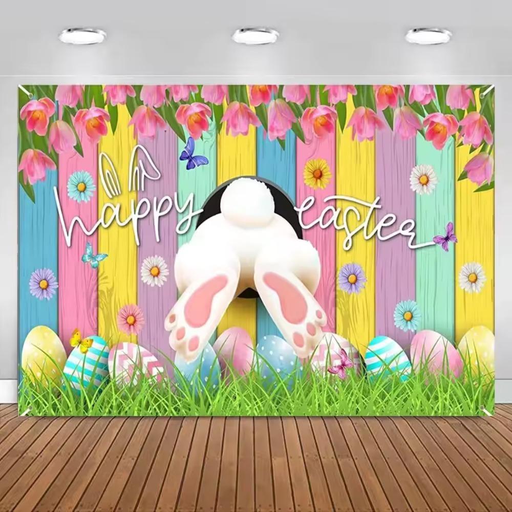 Colorful Easter Photography Backdrop Celebrate Poster Props Easter Photo Banner  Home Party Decor