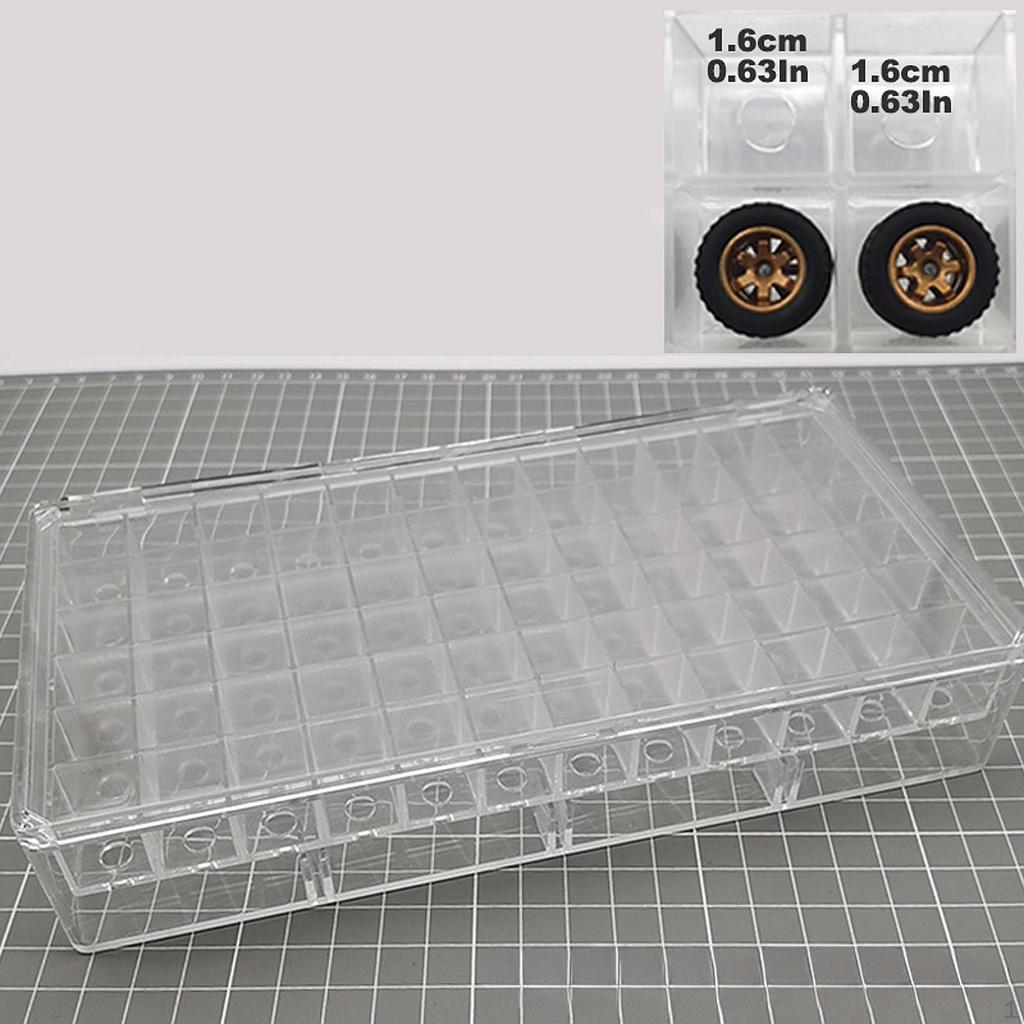 1/64 Model Car Wheel Storage Box Acrylic Display Case Organizer Clear for Boys Kids Adults