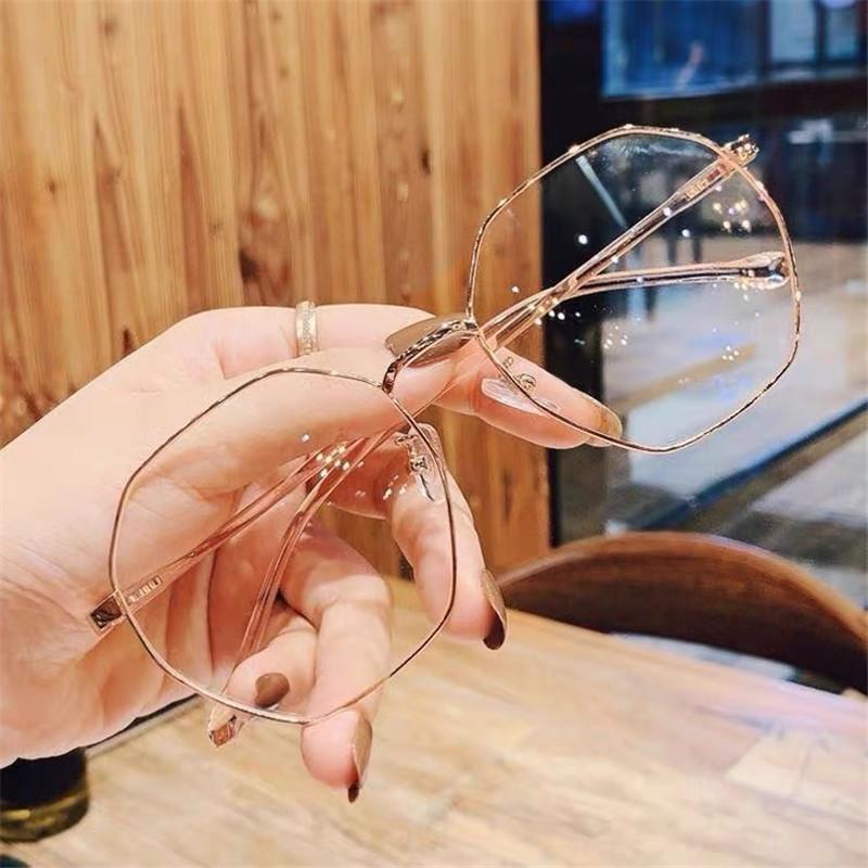 Trendy Women Office Anti Blue Light Oversized Computer Glasses Cat Eye Female Blue Blocking Big Size Eyeglasses Alloy Frame