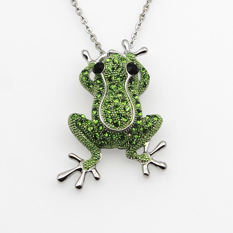 

Frog Rose Gold Color Green Crystal Stone Charm Statement Necklaces & Pendants Animal Jewelry For Women Fashion Boho Necklace серебряный