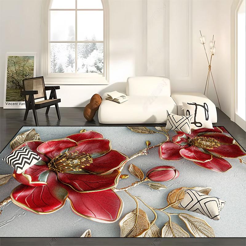 Tappeti Floreali Rosa Europei Soggiorno Decorazione Splendida Area Divano Tavolo per Tappeti Casa Camera da Letto Tappetino Antiscivolo Lavabile