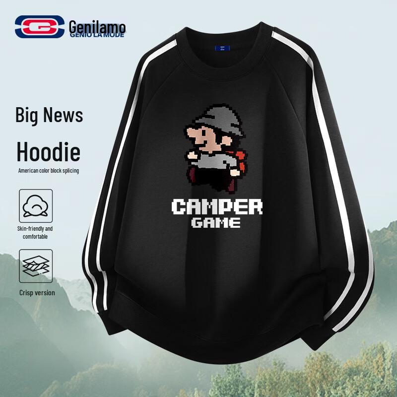 

GENIOLAMODE Men s Color-Block Crew Neck Sweatshirt 2XL