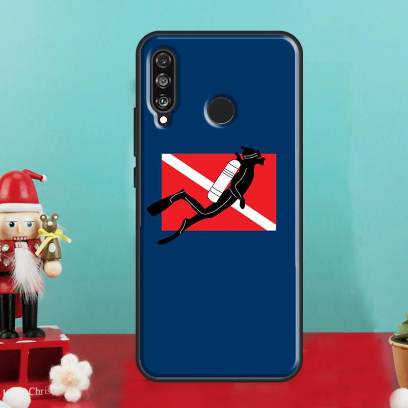 Diver Down Scuba Flag For Huawei Nova 10 9 SE 12i 12s 11i 8i Y90 Y60 Y70 Y72 Y73 Y61 Y91 P30 P40 Lite P60 Pro Case