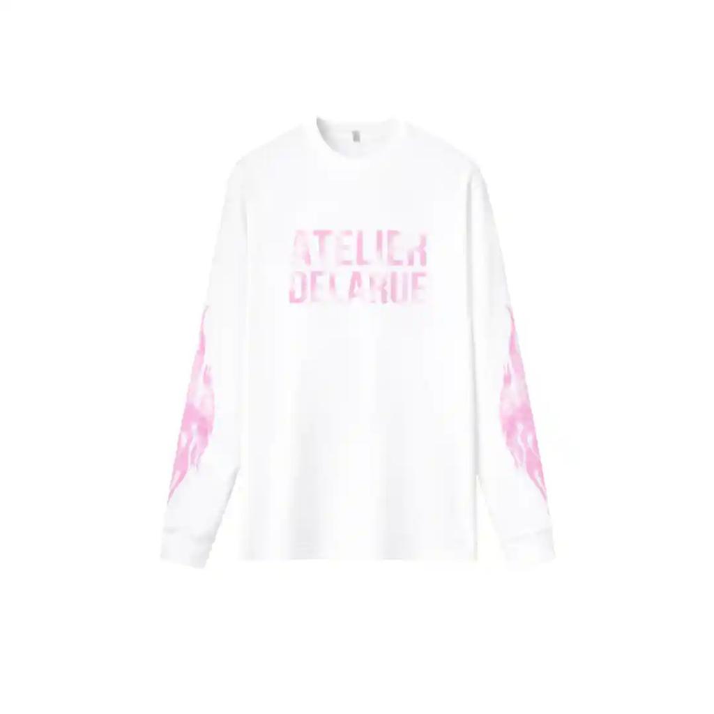 2026 new ATELIER printed round neck ruffian handsome long sleeve letter printed T-shirt versatile casual style