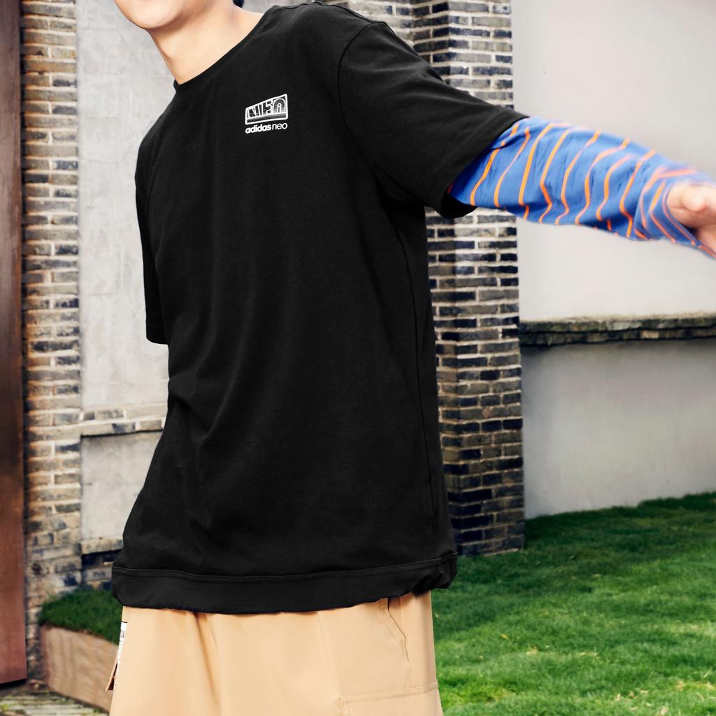 Adidas Neo Casual Sports Breathable T-Shirt Men Tops Black H45162
