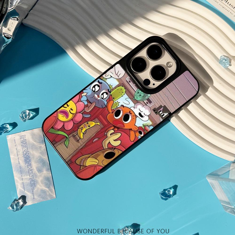 Cartoon Gumball Cute Poster Design Phone Case for iPhone 17 16 E 15 14 13 12 Pro Max Sheepskin Silver-edged Protective Case