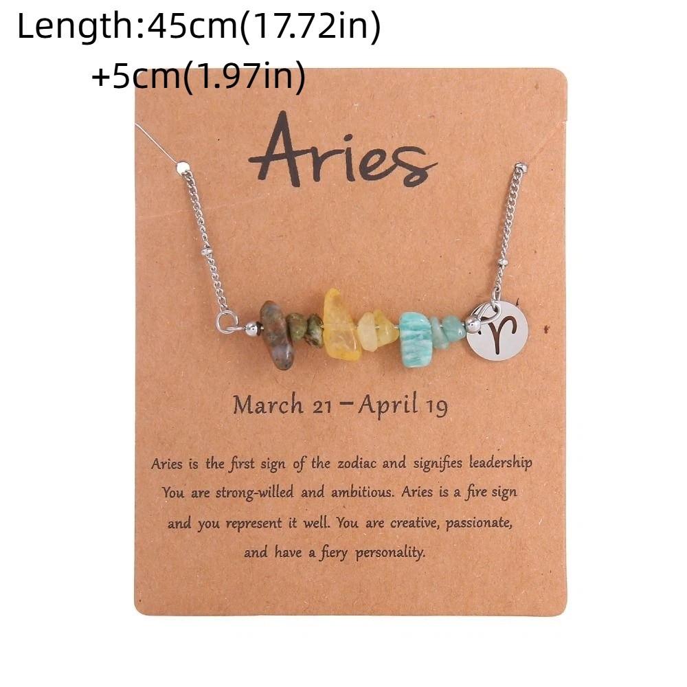 Natural Crushed Stone Natural Stone Beaded Choker Hand Braid Constellation Charm  Female Jewelry