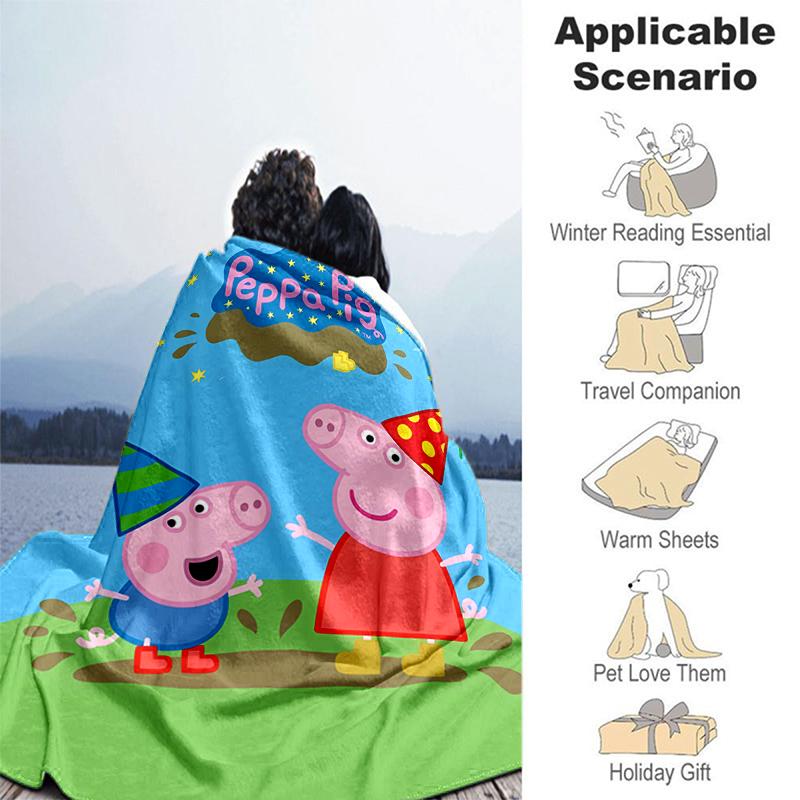 1pc Blanket Peppa Pig1 Print Design, Lightweight Blanket for Sofa, Bed- Soft &Warm, Gift for All Seasons like Christmas, Halloween