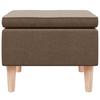 Footstool with Wooden Legs Brown Fabric