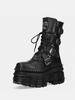 Fashion Punk Style Women Boots Lace-up Heel Height Platform Shoes Woman Gothic Ankle Rock Boots Metal Decor Man And Woman Sneakers 2025