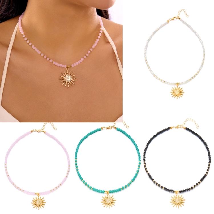 Fashionable Layering Bohemian Necklace For Women Stylish Crystal Bead Drop Pendant Jewelry With Adjustable Clasp