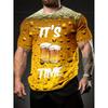 Men's T-Shirt It's Beer Time Happy Beer Funny Graphic Print Men's and Women's Tees Top Summer Street Short Sleeve Casual Outdoor Clothing
