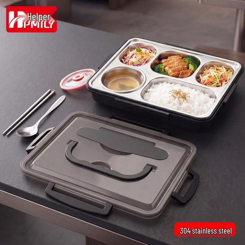 HPMILY 304 Stainless Steel Divided Meal Plate
