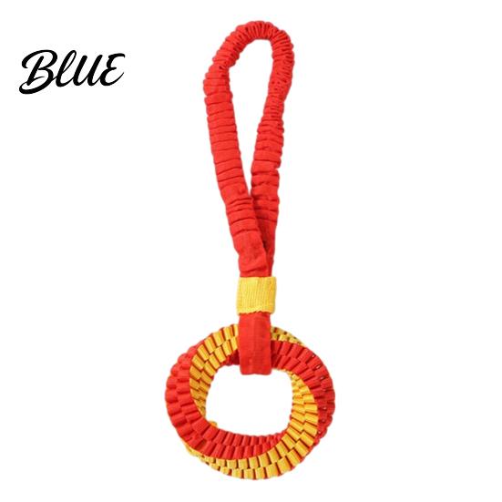 Interactive Play for Dogs Bungee Dog Tug Toy Woven Ring with Long Handle Chew Teeth Dental Health Toys Cleaning Toy Medium Large Dogs Care