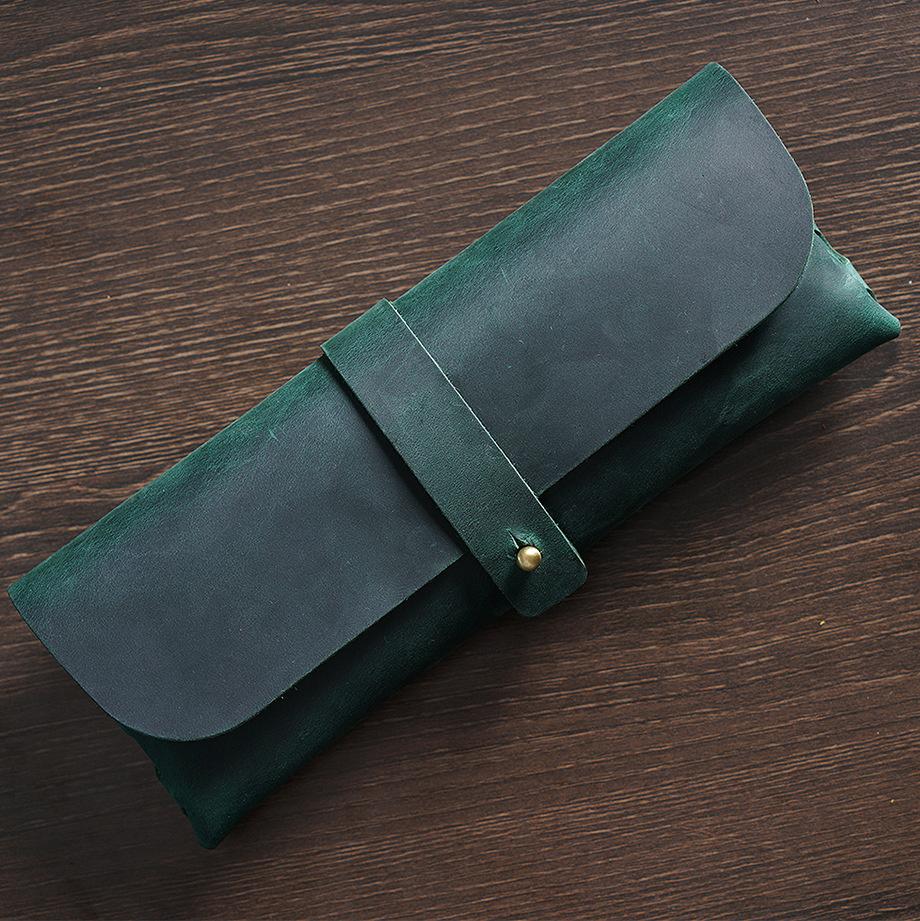 Vintage Cowhide Leather Pencil Case Simple School Students Stationary Case Large Capacity Men's Gift Pens Bag Great As a Gift