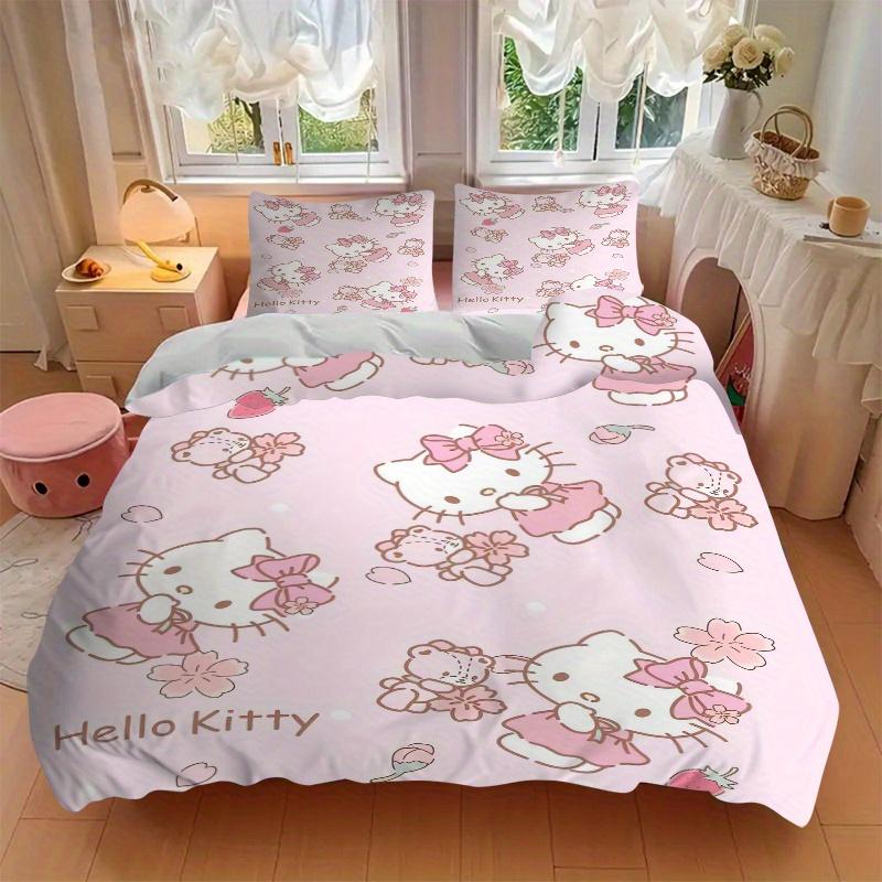 3pcs Pink Theme Hello Kitty Bedding Set - Includes 1 Quilt Cover and 2 Pillowcases, Comfortable Bedding with Stylish Design for Bedroom, Mac
