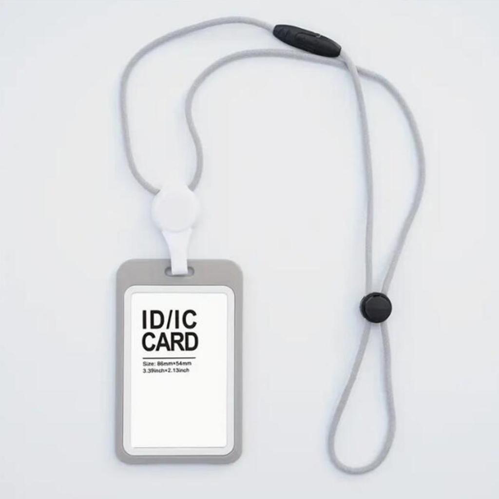 Vertical Double Side ID Badge Holder With Adjustable Neck Lanyard Retractable Anti-Slip Design Work Card Case