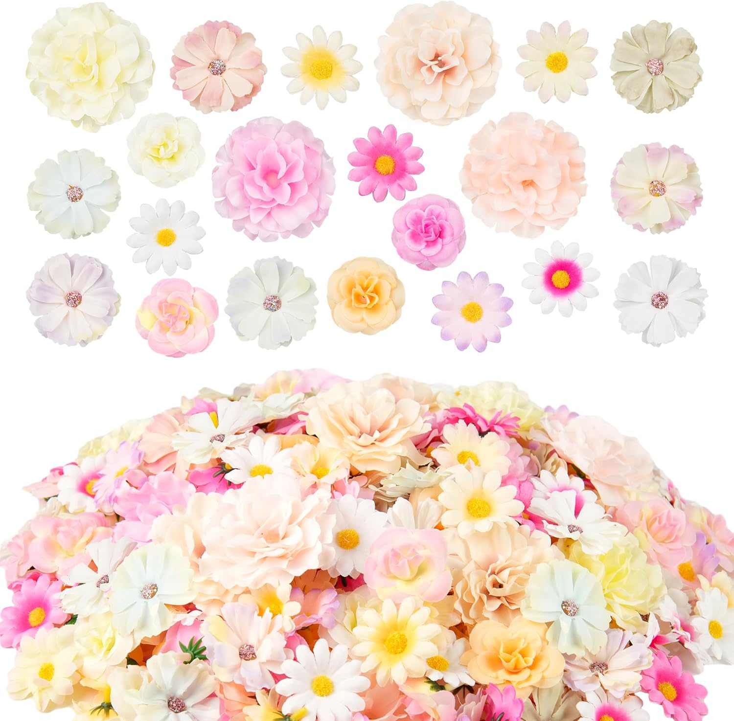 

25Pcs Mix Artificial Flowers Heads Silk Fake Flower for Home Decor Garden Wedding Decoration DIY Craft Garland Gift Accessories