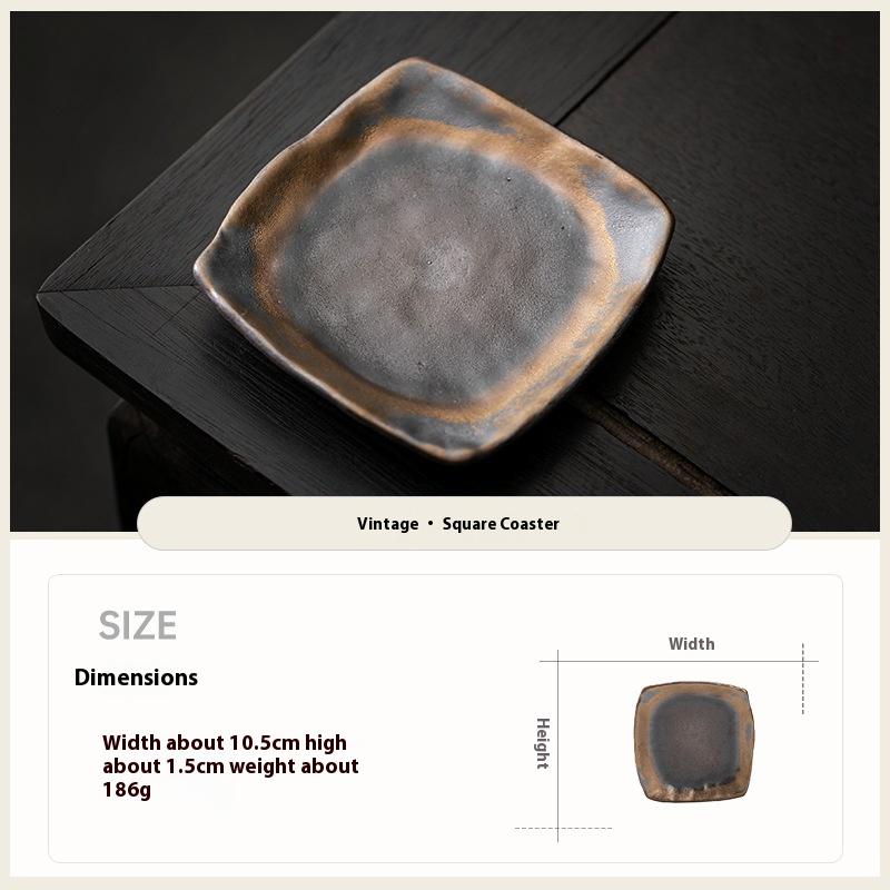 

Retro Japanese Coarse Pottery Teacup Holder Tea Table Cup Holder Ceramic Tea Mat Thermal Insulation Tea Holder Coaster