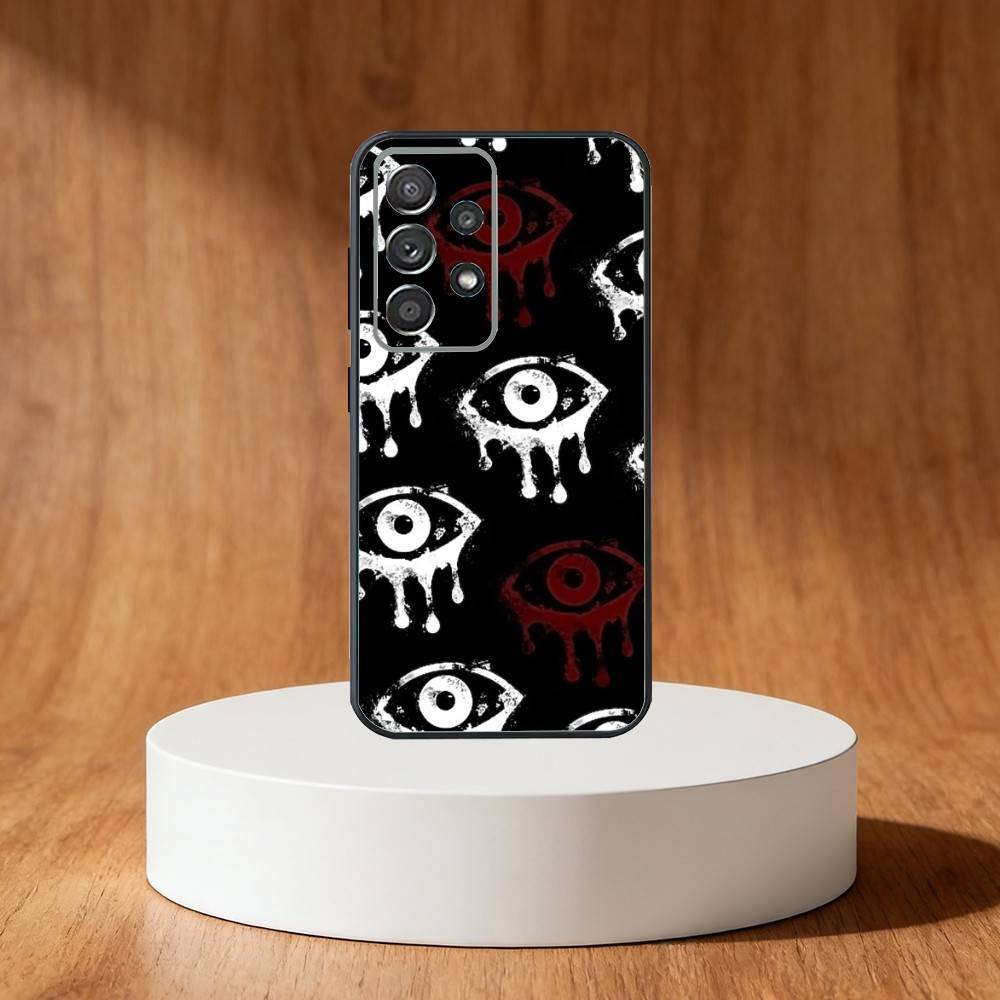 Horror Scary Face Eyes Phone Case For Samsung S25,S24,S21,S22,S23,S30,Ultra,S20,Plus,Fe,Note,10,9,5G Black Cover