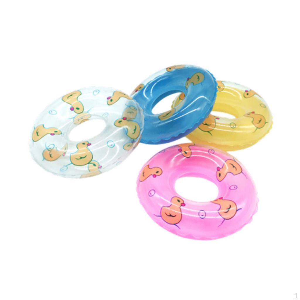 4 Pieces Bathing Toys Swimming Rings Inflatable Gift Doll House Props Miniatures for Children Boys