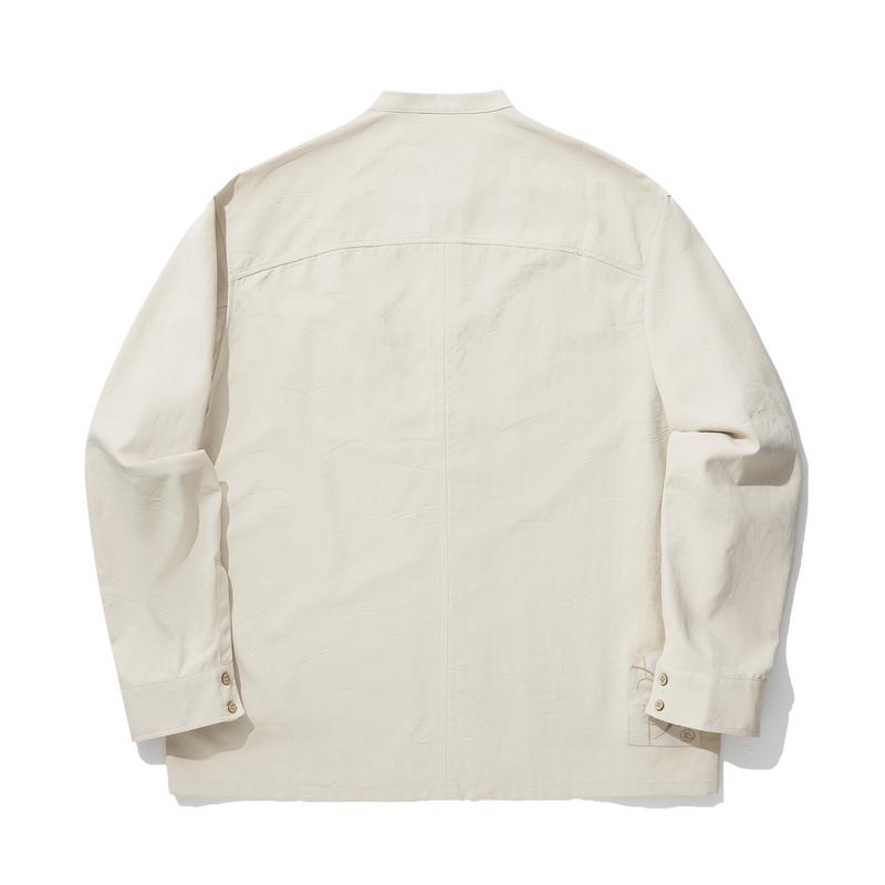 Li Ning X Jackie Chan Collaboration Kung Fu Series Solid Color Single-Breasted Stand Collar Comfortable Breathable Long Sleeve Shirt ASHU507-1