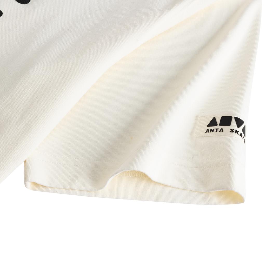 Anta Summer Skateboard Short Sleeve Knitted T-Shirt Unisex Tops Ivory 172628101-1