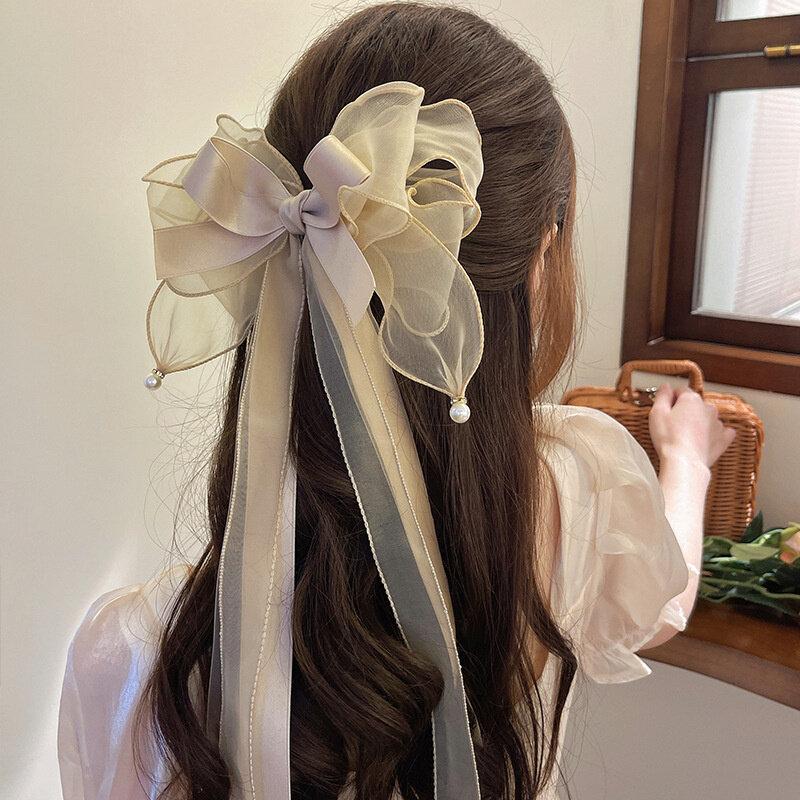 Super Immortal Hair Clip Women Large Bowknot Hairpin Barrettes Girls Solid Color Ponytail Clip Hair Accessories Headwear Gift