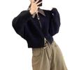 Premium Polo Neck Sweater Spliced Zipper Short Jacket Women's Autumn and Winter Outer Wear Temperament Knitted Cardigan