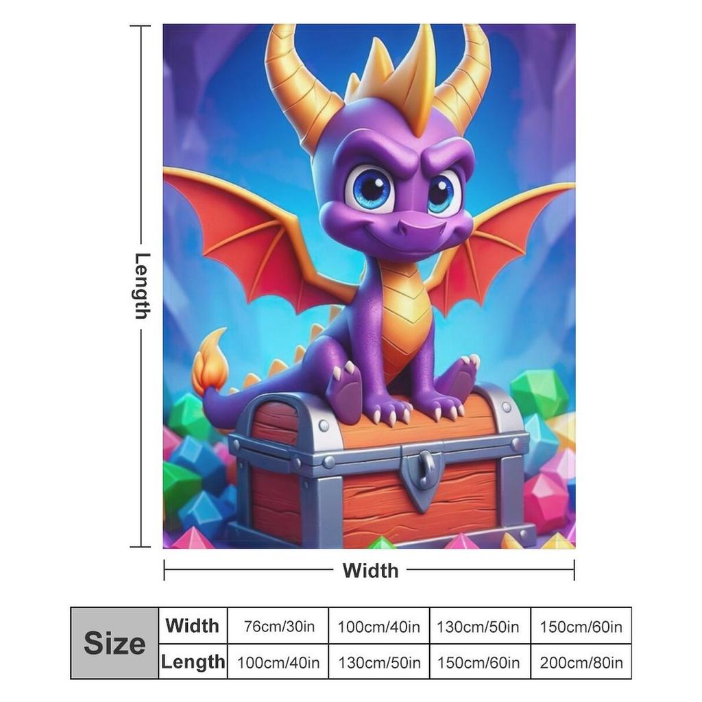 Chibi Spyro's Hoard - Adorable Guardian of Gemstone Treasure Throw Blanket for winter Furry Blankets