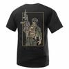 T-shirt Graphique Tactique Stand de Tir Combat Unisexe Grande Taille Dos Squelette Trooper Spécial Équipement Complet Fusil d'Assaut Or