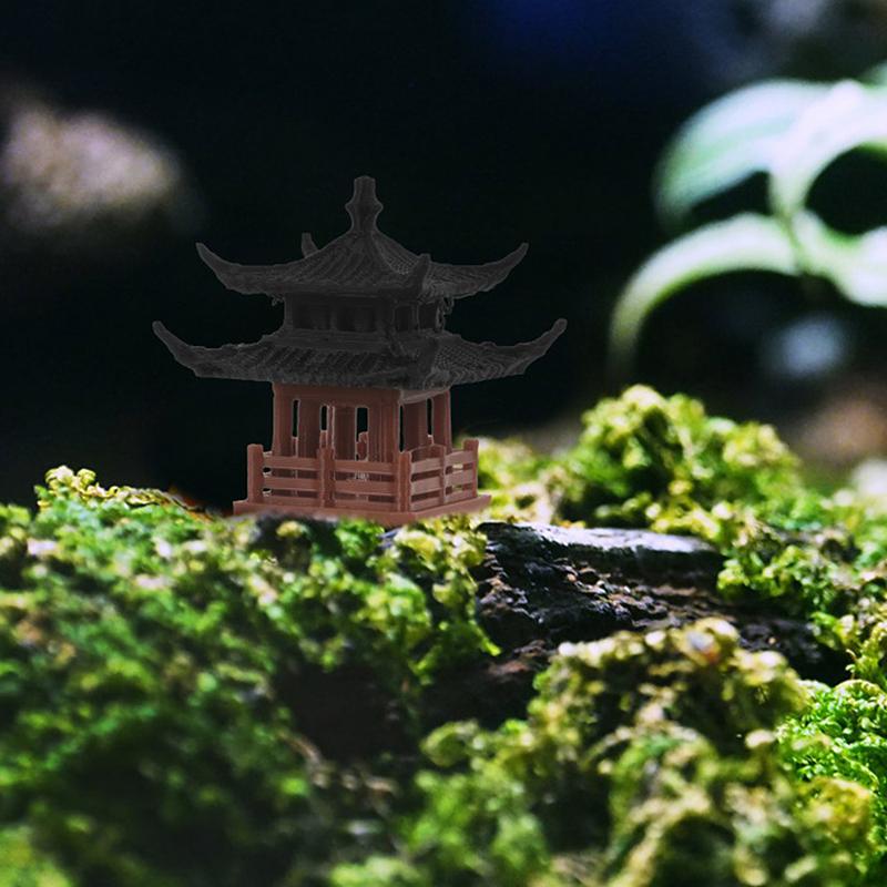 Mini Pagoda Statue Fairy Garden Decor Ancient Building Model Japanese Pavilion Decorations Zen Garden Aquarium Bonsai Decor