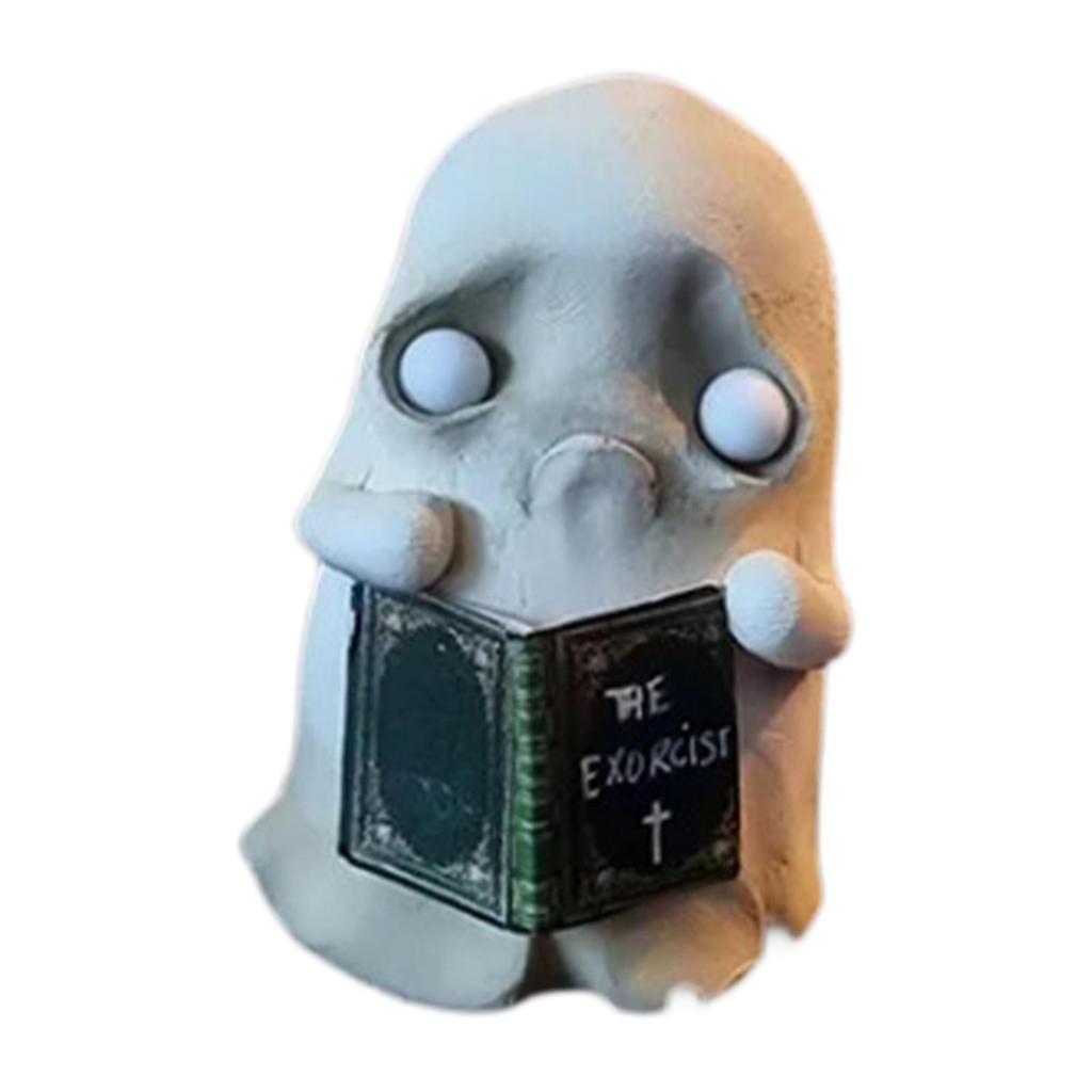 Halloween Ghost Figurine with Book Party Accessory Miniature Ghost Figurine