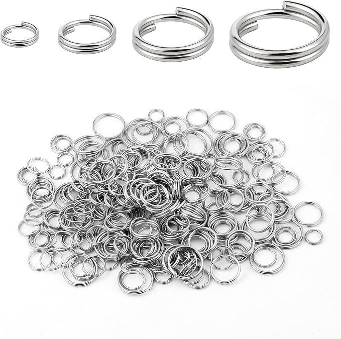 DIY Jewelry 304 Stainless Steel Open Jump & Split Rings, Double-Layer Small Horse Key Rings