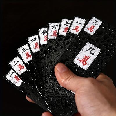 3Pcs a Box of Waterproof Card Mahjong Cards, Matte Thickened Plastic Playing Cards, Travel Portable Household Mini Paper Mahjong Cards