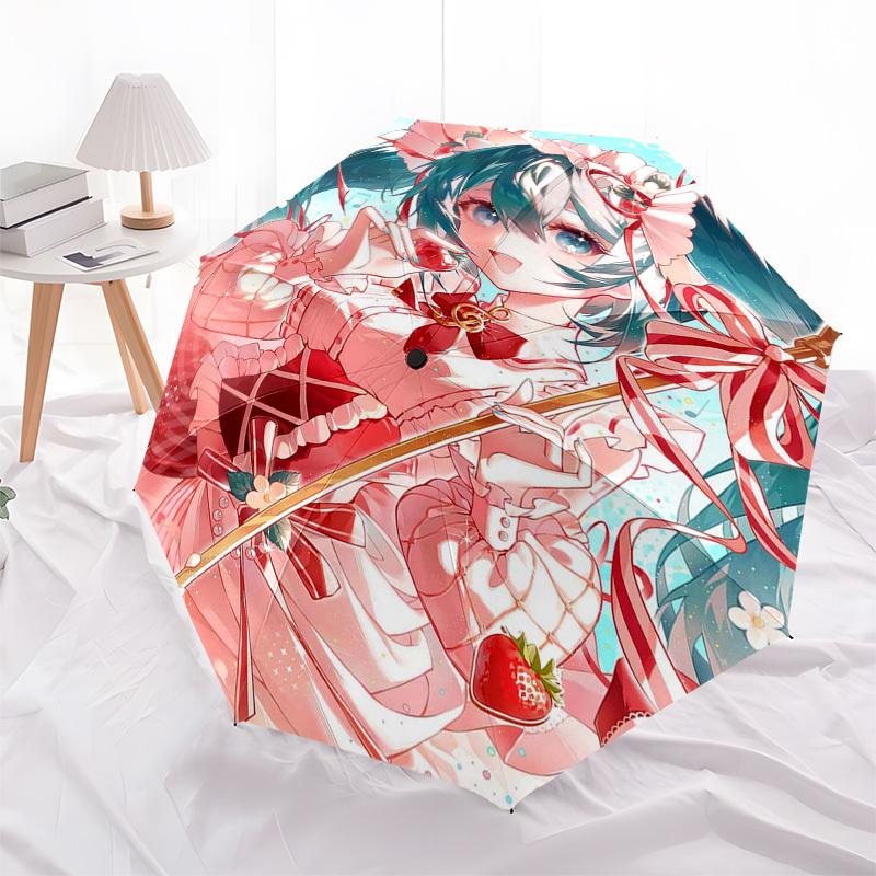 1pc Outdoor Umbrella with Anime Character Design - Automatic Opening/Closing, Portable 3-Fold Design, 8-Bone Iron Frame - Perfect for Fans, Trave